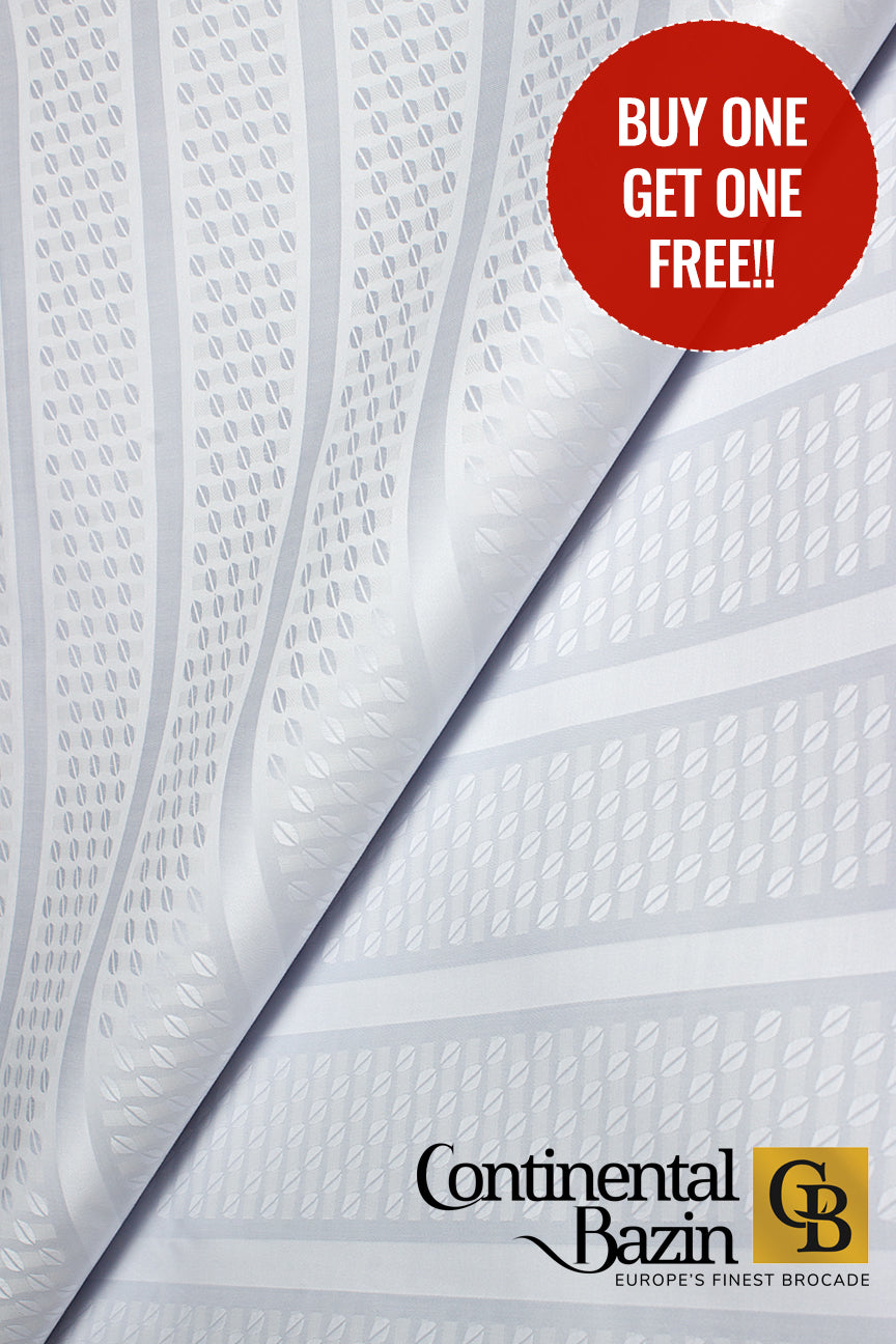 Continental Brocade - CBB013 | White - BUY 1 GET 1 FREE!