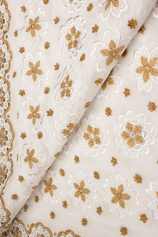 High Quality Lace - HQL1001 - White & Gold