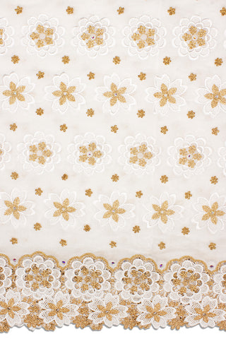 High Quality Lace - HQL1001 - White & Gold