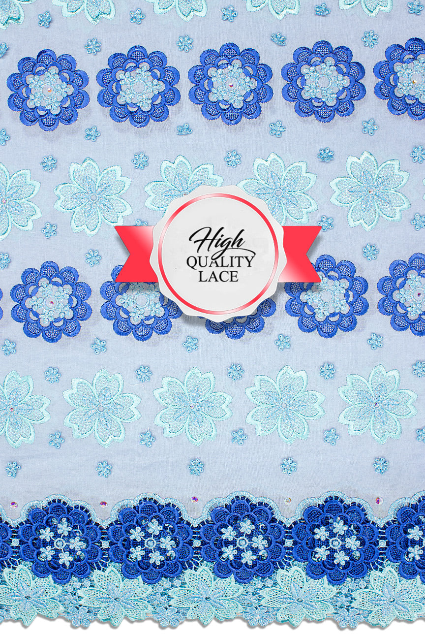 High Quality Lace - HQL1001 - Sky Blue, Baby Blue & Royal Blue