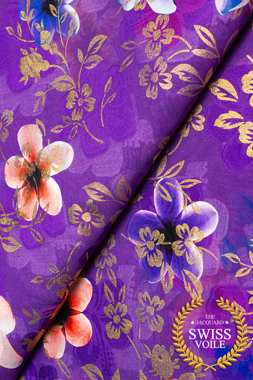 Jacquard Swiss Voile in Purple - JQV041