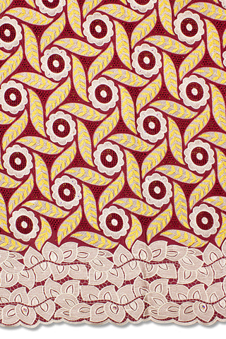 Celebrant Swiss Voile Lace - SWC064 - Red & Gold