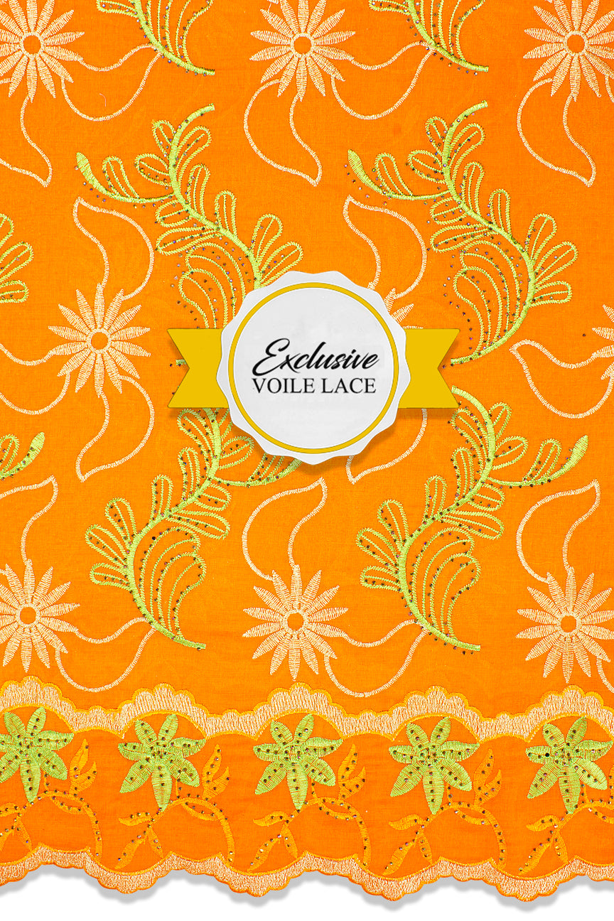 Voile Lace Exclusive in Orange, Lime & Gold- VL5174