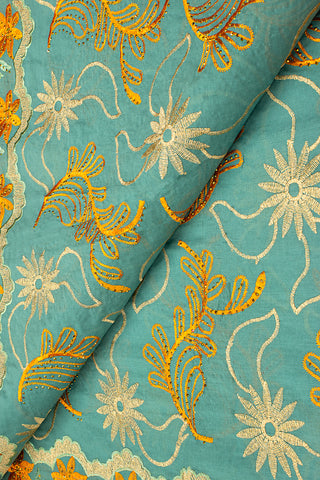 Voile Lace Exclusive in Turqouise, Gold & Orange - VL5177