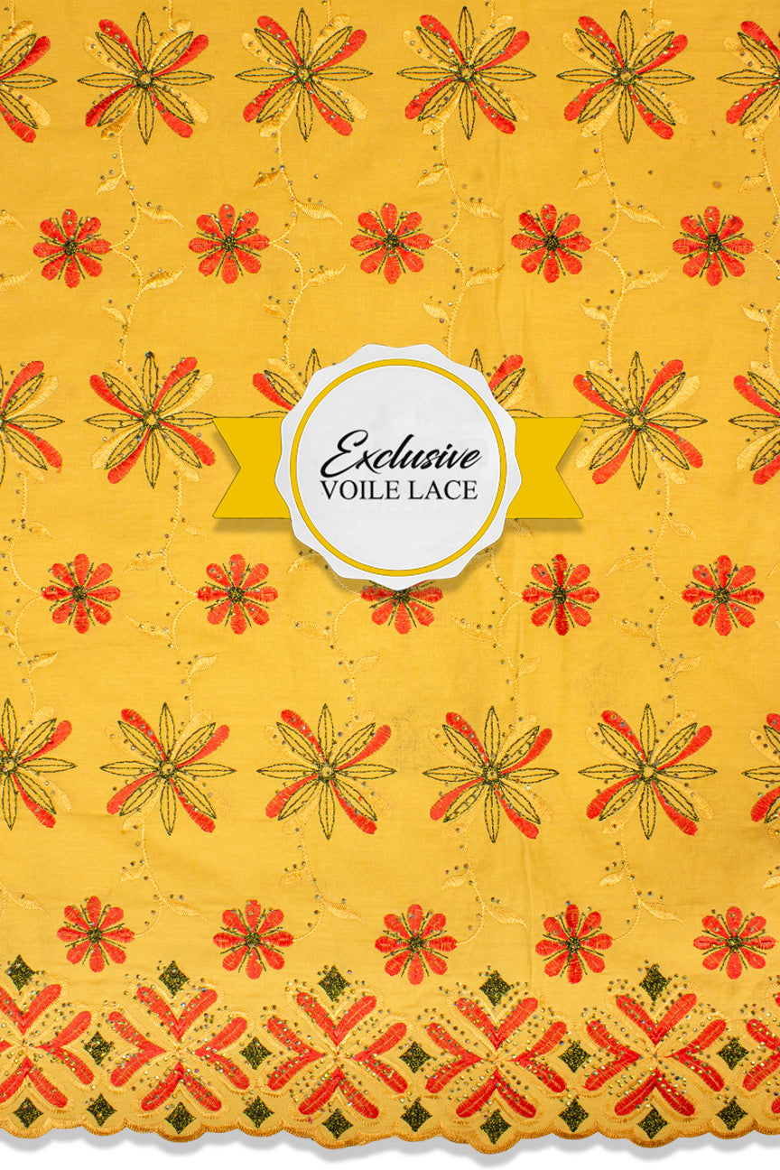 Voile Lace Exclusive in Sunshine Yellow & Red - VL5133