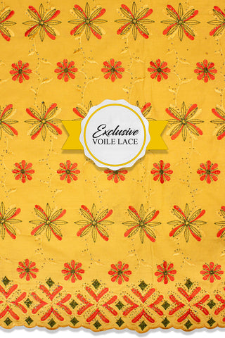 Voile Lace Exclusive in Sunshine Yellow & Red - VL5133