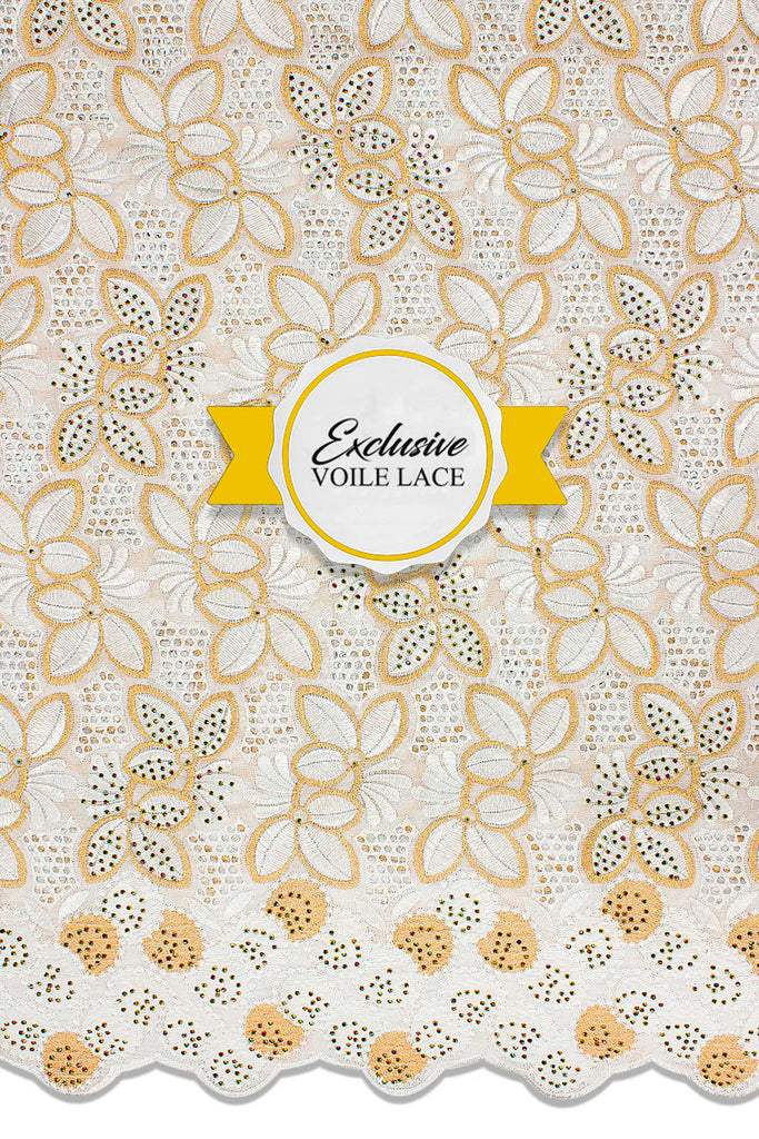 Voile Lace Exclusive in White & Gold - VL5152