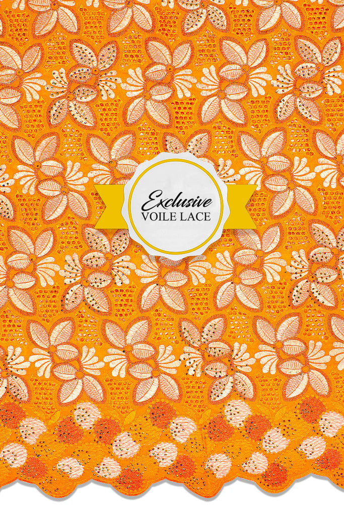 Voile Lace Exclusive in Orange & Gold - VL5154